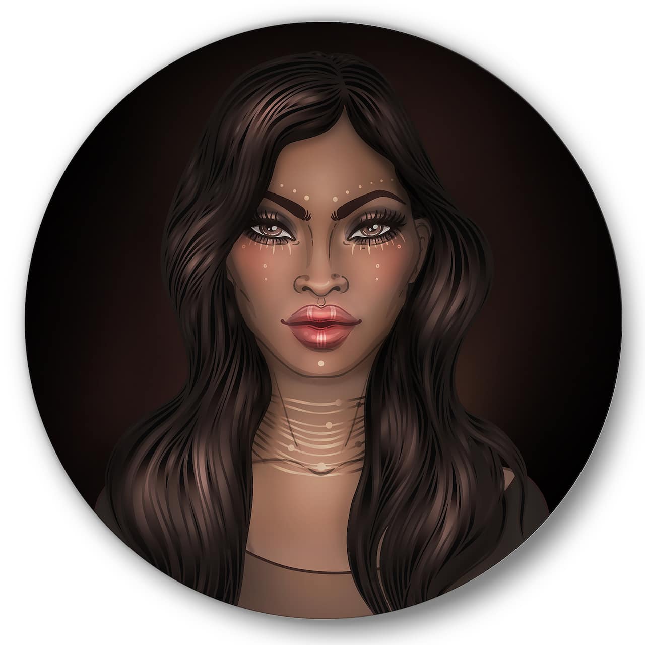 Designart - Portrait of African American Woman IV - Modern Metal Circle Wall Art